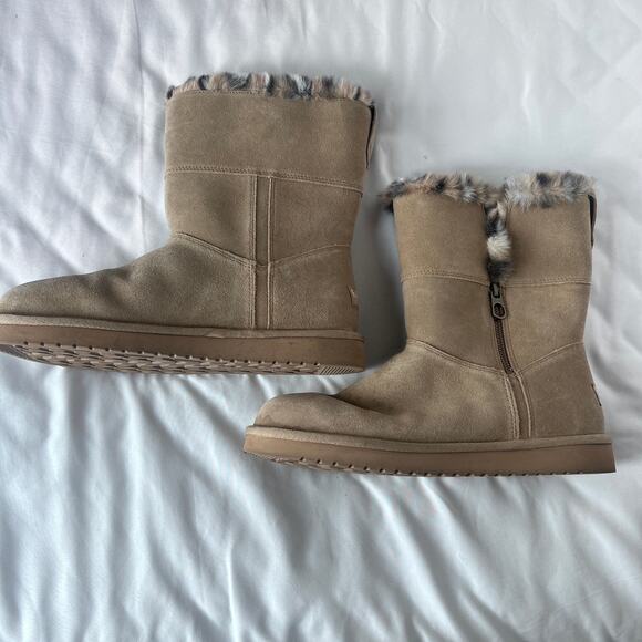Koolaburra by UGG Women’s Size 10 Brown Suede Faux Fur Winter Boots Zip Up - Picture 1 of 9